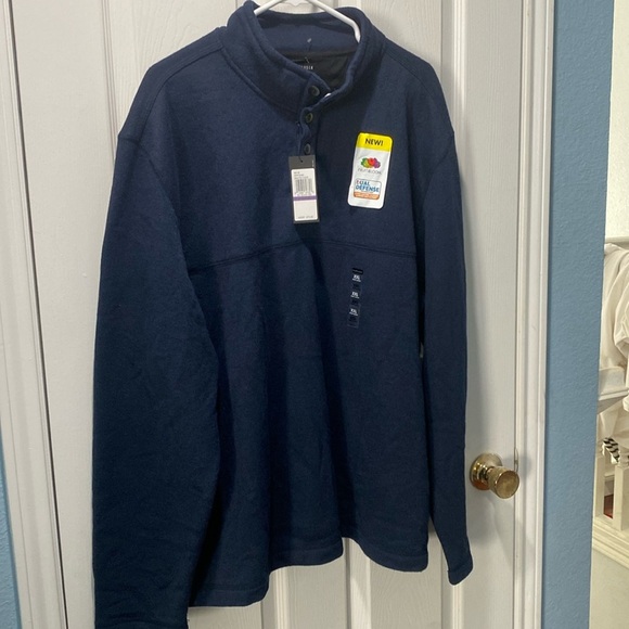 Van Heusen Men's l Pullover 1/4 Button Sweater Long Sleeve blue -Black Size XXL - Picture 1 of 6